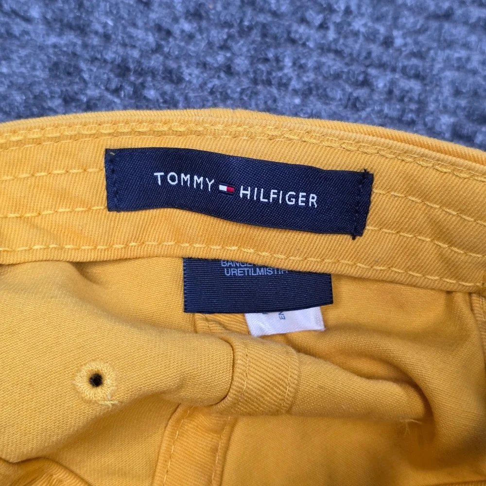 Tommy Hilfiger Embroidered Logo Dad Hat Mens One Size Yellow Cotton Baseball Cap
